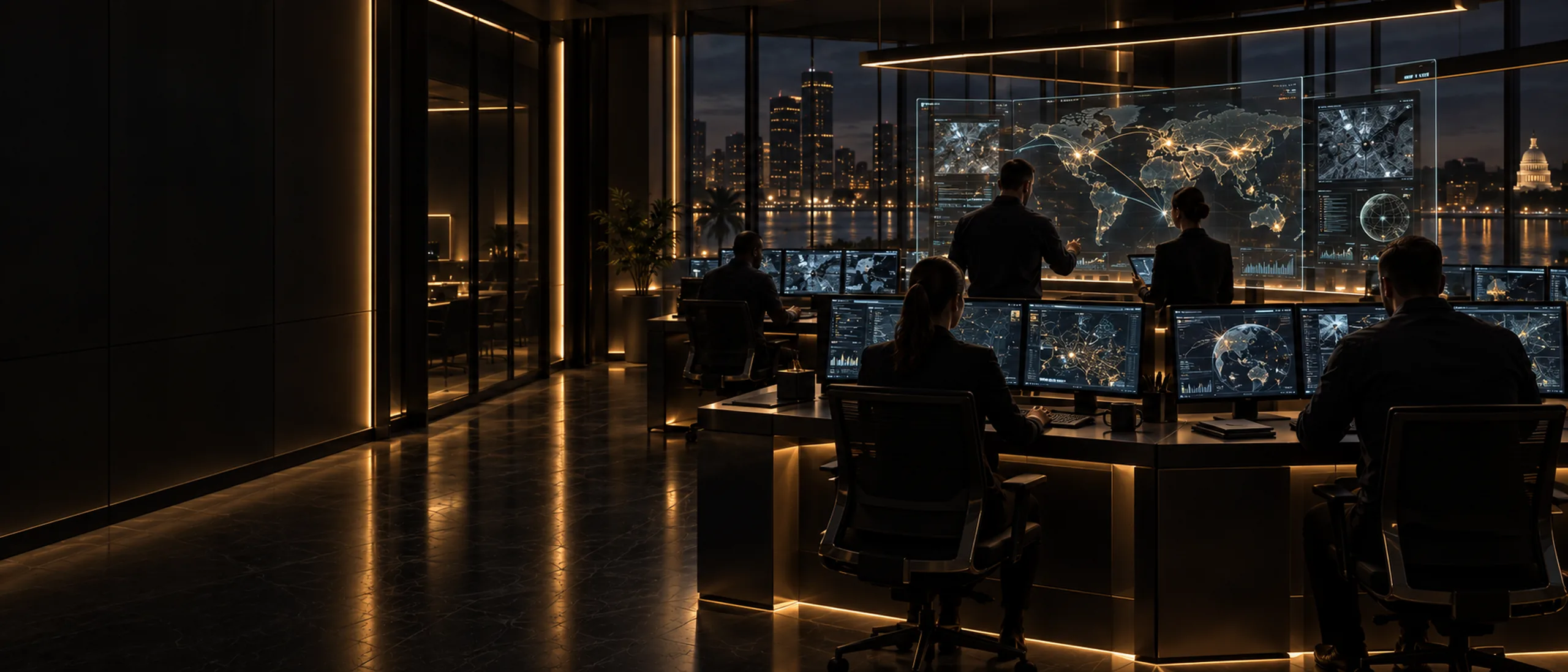 NightShade operators at work in the cyber operations center at night